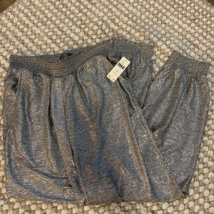NWT Anthropologie sparkle shimmer silver jogger pants size S petite